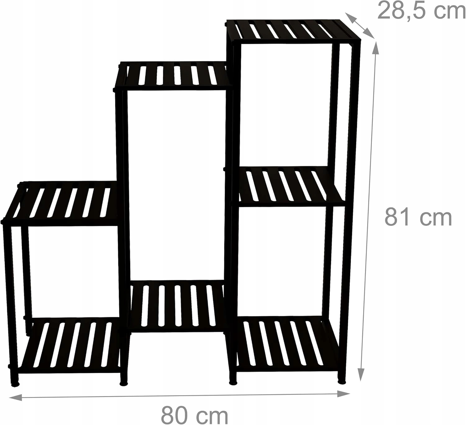 Kovový Stojan Na Rastliny 7 Úrovní, Čierny 81 CM