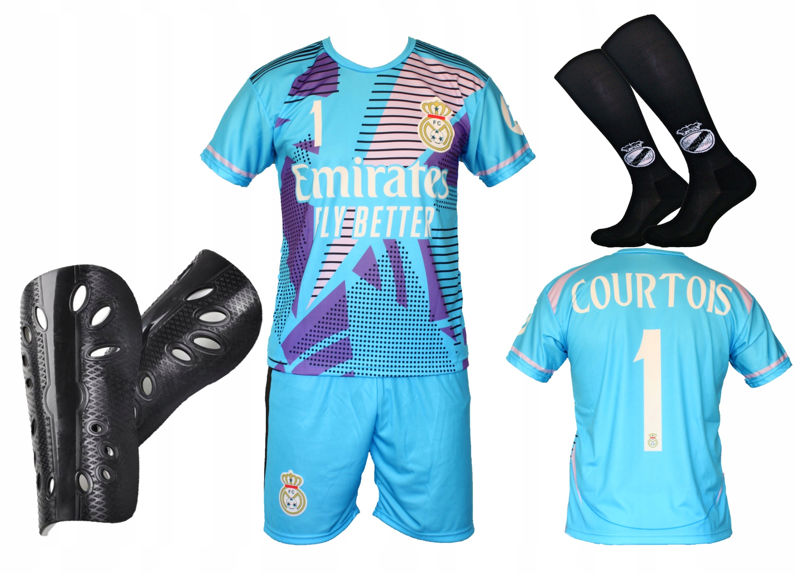 Fotbalový teplákovka Courtois zelený, tričko kraťasy štulpny chrániče 140