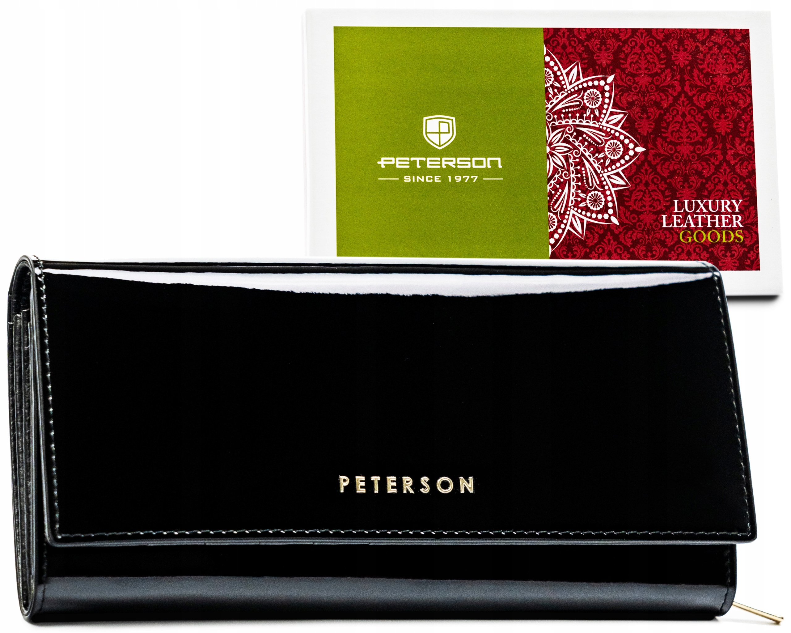 Dámská kožená peněženka s Rfid, vertikální, elegantní, v krabičce Peterson