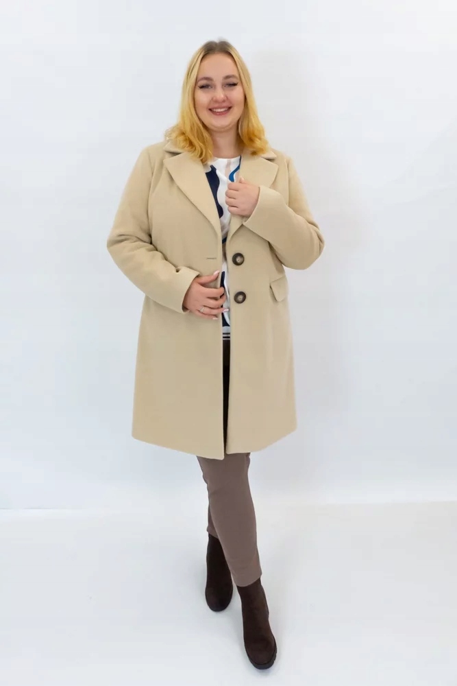Zimní kabát Diplomatka Dámská s knoflíky Béžová 44