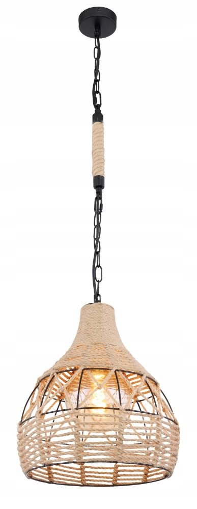 Závesná lampa Halia čierna matná s konopným lanom 135 cm Globo