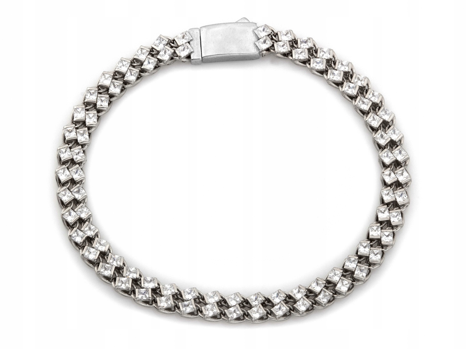 Stříbrný dámský náramek 925 Páska s zirkony efektní módní vzor r20