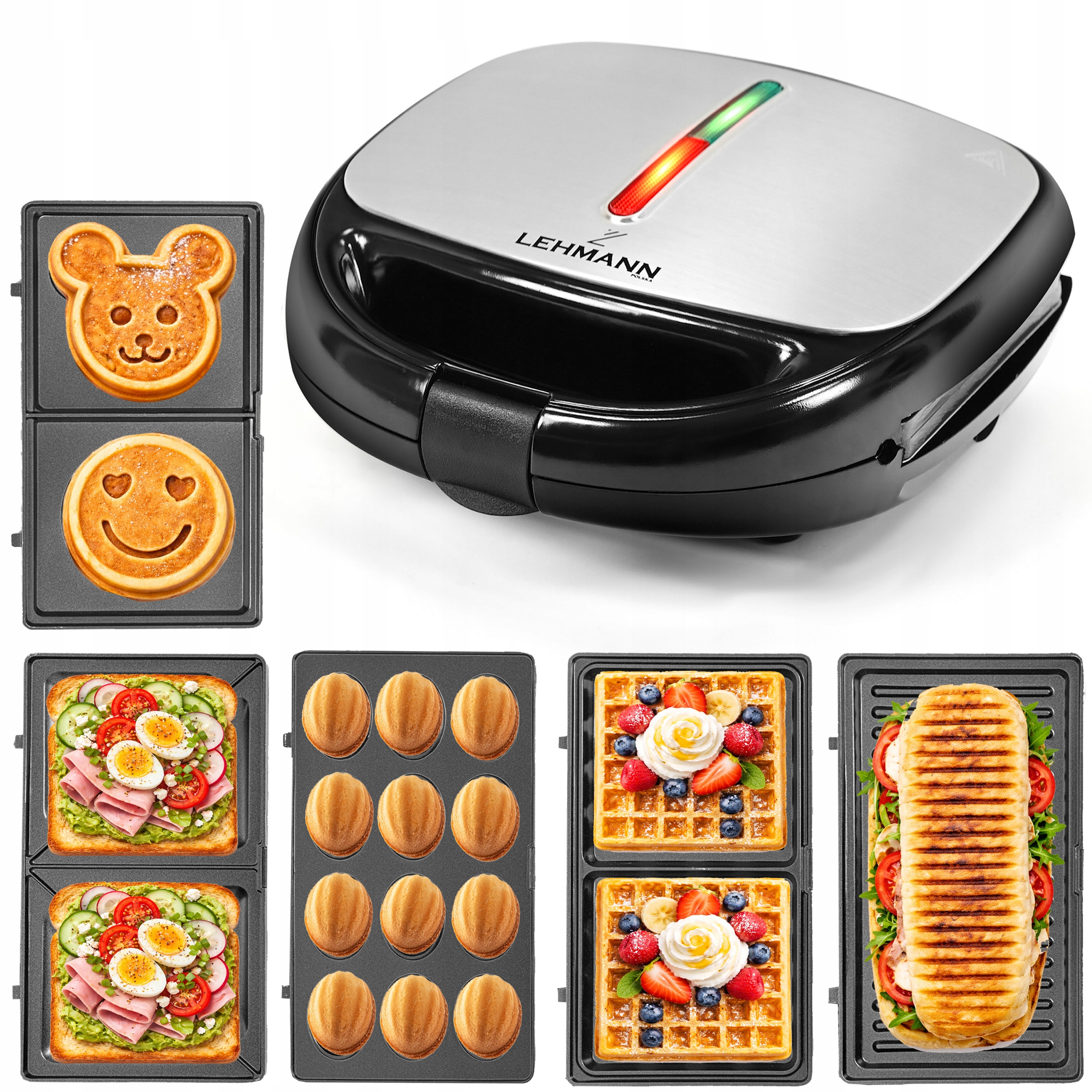 Opiekacz Do Kanapek Gofrownica Grill Elektryczny Toster Mocny Panini 5W1