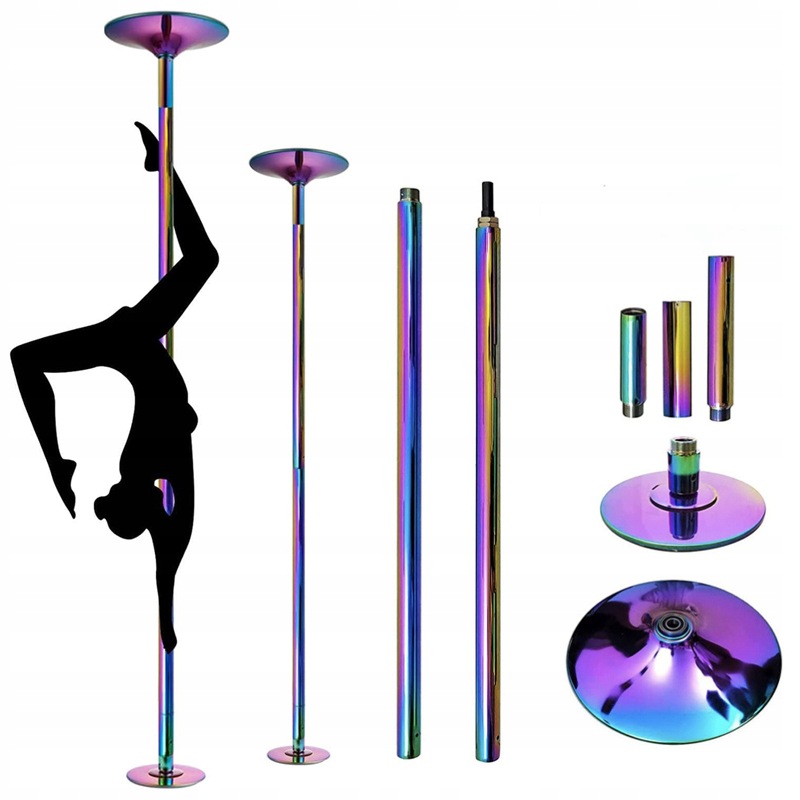Rura do Pole Dance Tańca Wytrzymała Obrotowo-statyczna Regulowana Tęczowa