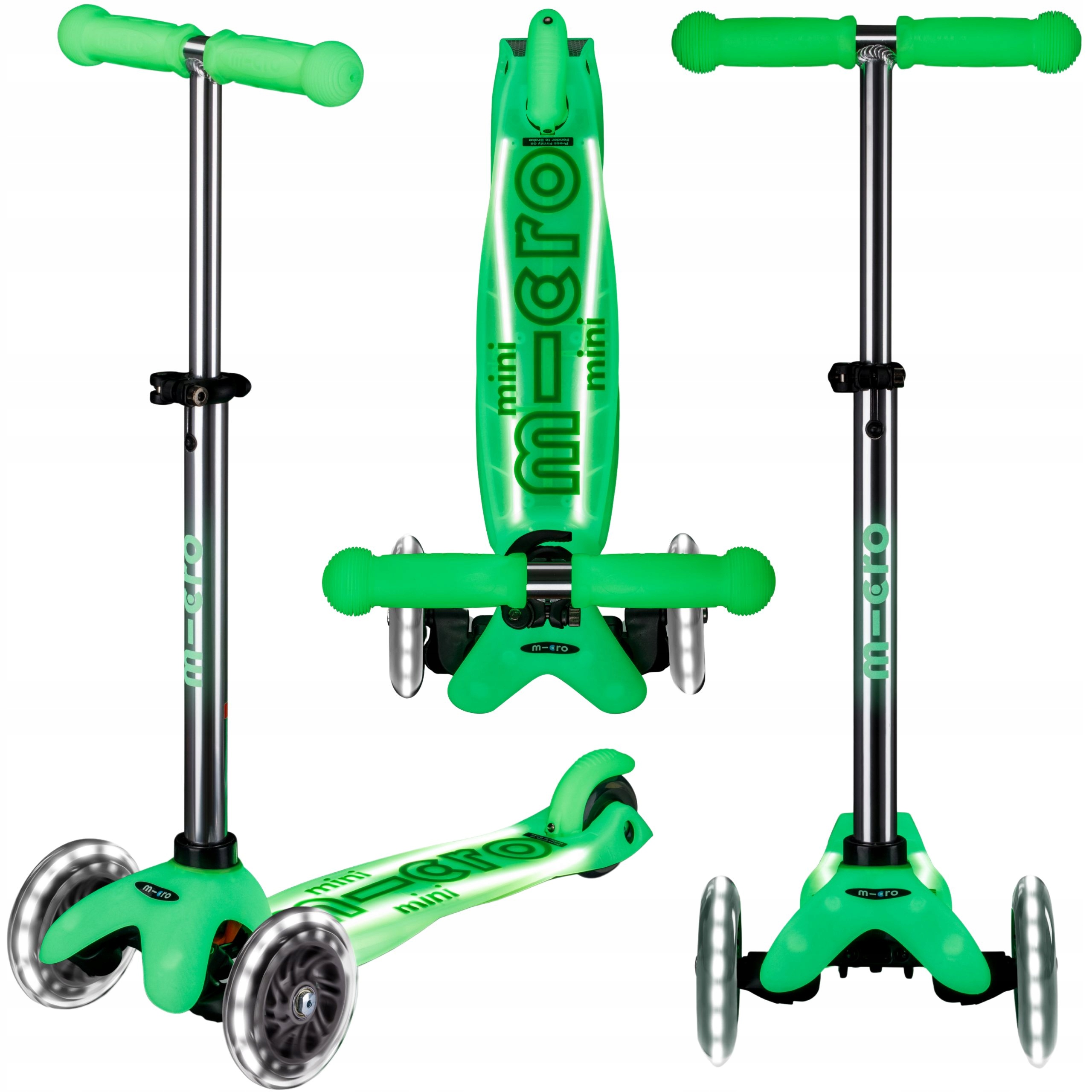 Hulajnoga Trójkołowa dla Dzieci Micro Mini Deluxe Glow Koła Led Zielona