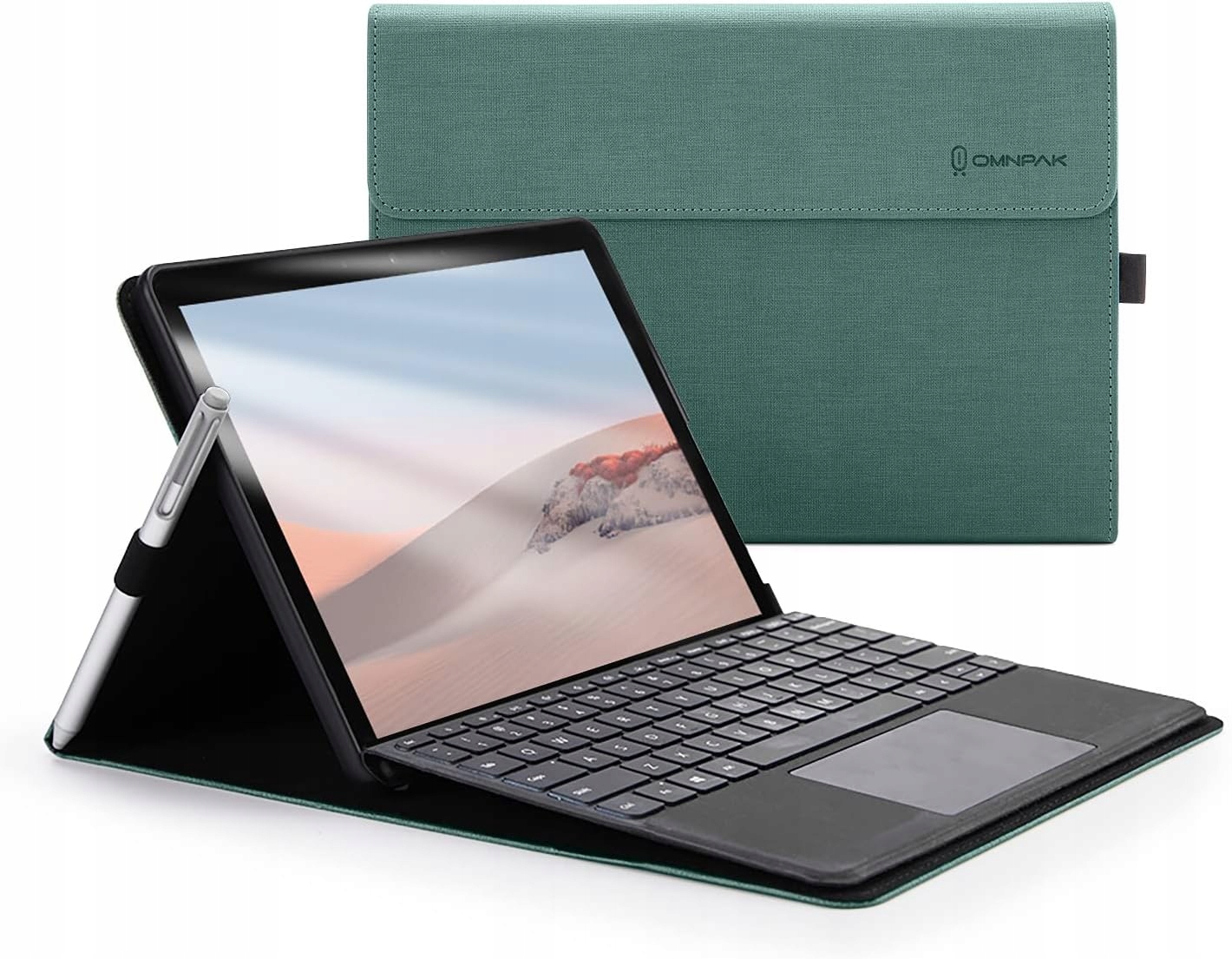 Omnpak etui skórzane do Microsoft Surface Pro 9 uchwyt na długopis zielone