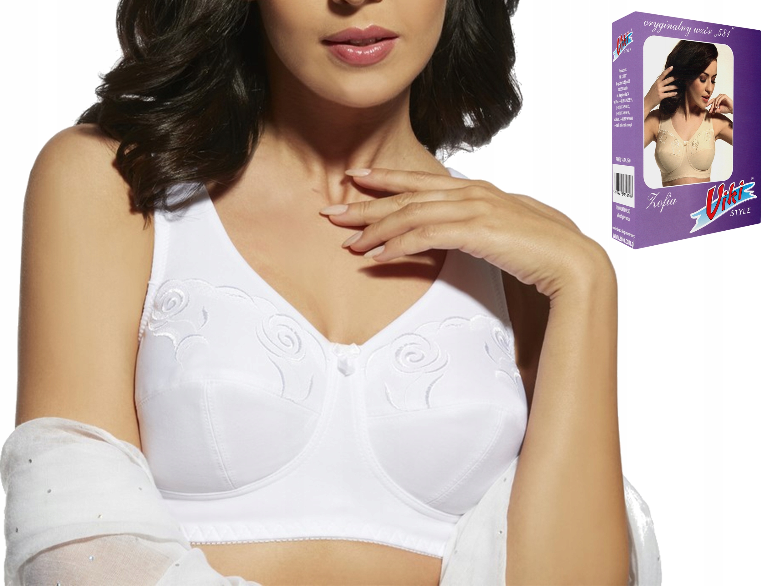 

viki 581 Zofia biustonosz Wygodny biały 90I