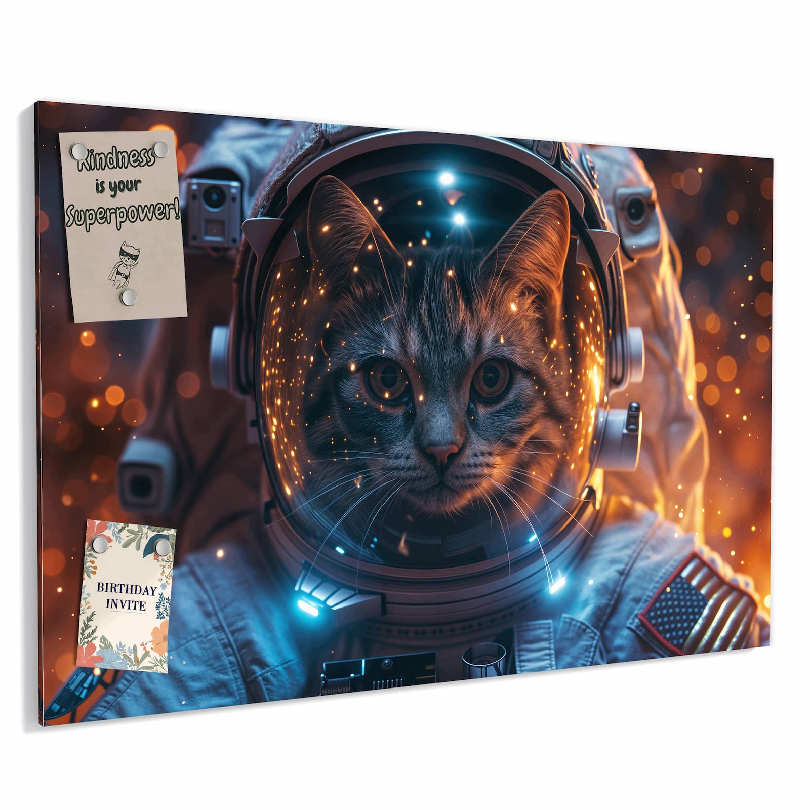 Magnetická tabule Kočka Skafander Vesmírný 60 × 40 cm