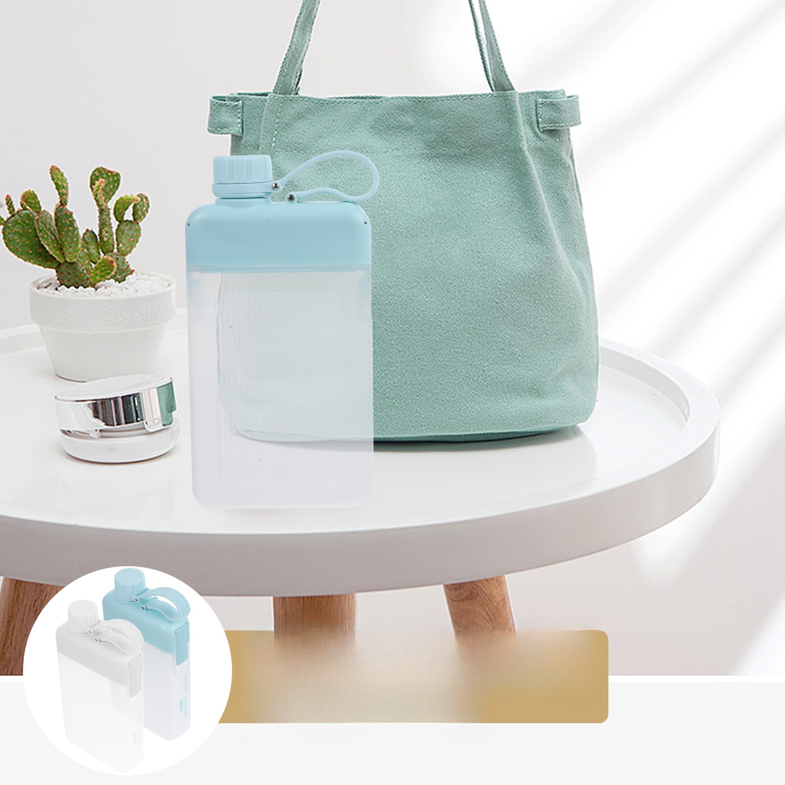 KWADRATOWA BUTELKA NA WODĘ PŁASKIE KIELISZKI SPORTOWE Pojemność 1 ml