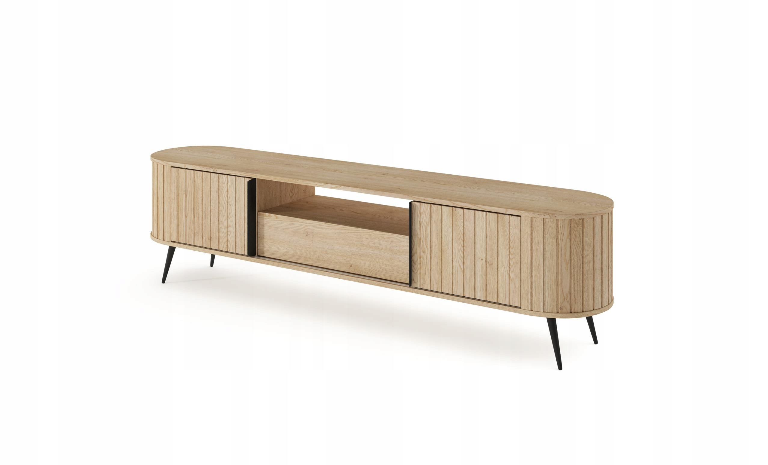 Stolik RTV RIVO 196 cm - szafka TV w kolorze dąb cremona ryflowany front