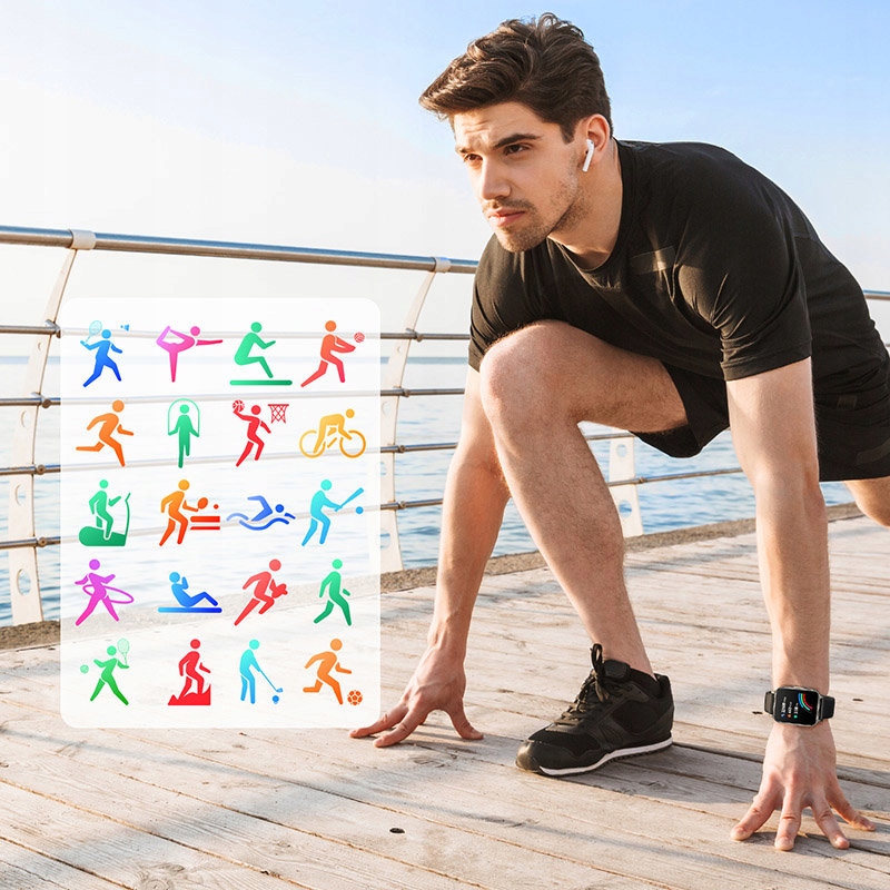 JOYROOM SMARTWATCH FitLife Pro ZEGAREK CIEMNOSZARY ROZMOWY | POLSKIE MENU Kolor czarny