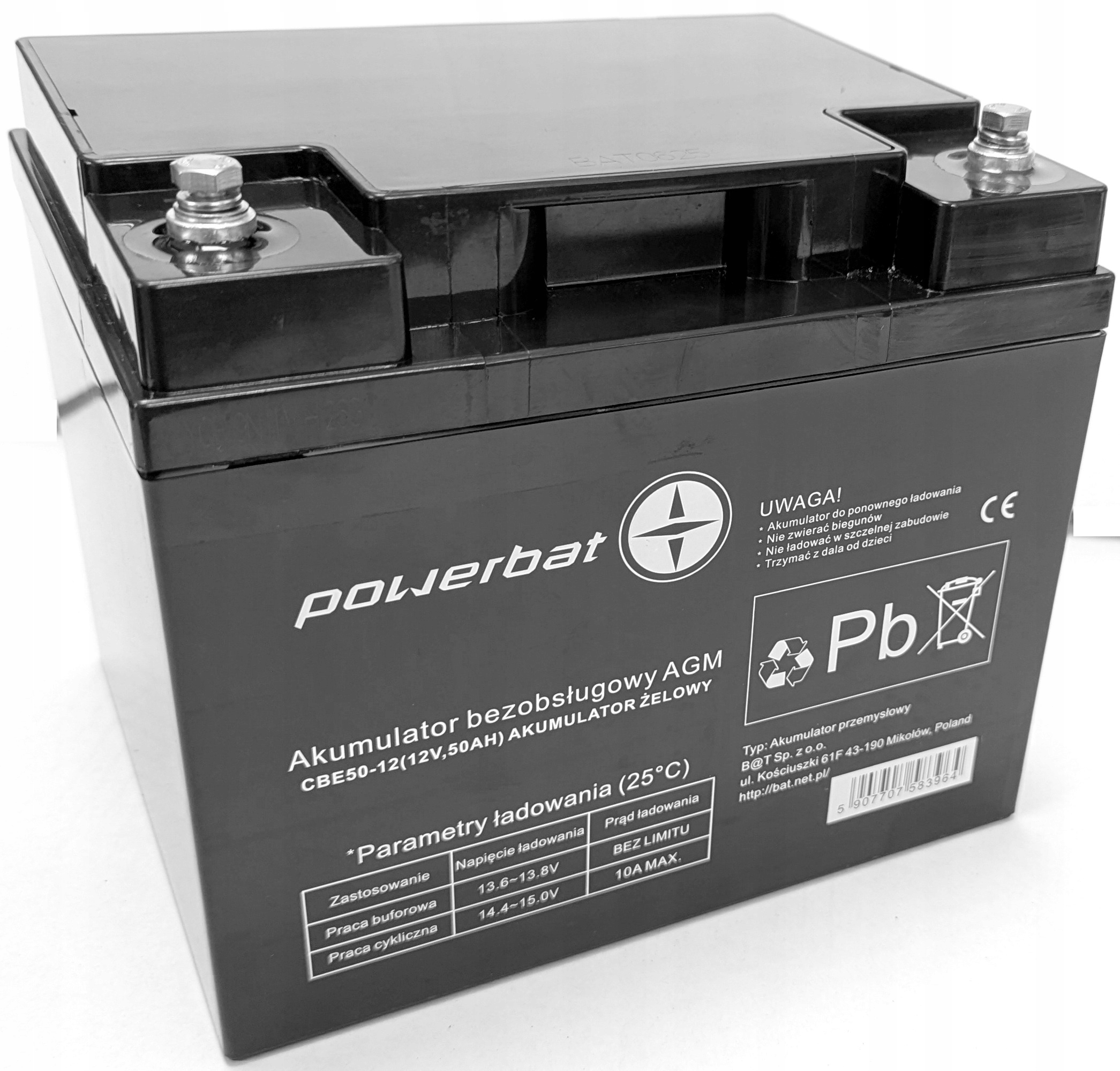Akumulator żelowy AGM Powerbat VRLA CBE 12V / 50 Ah Deep Cycle