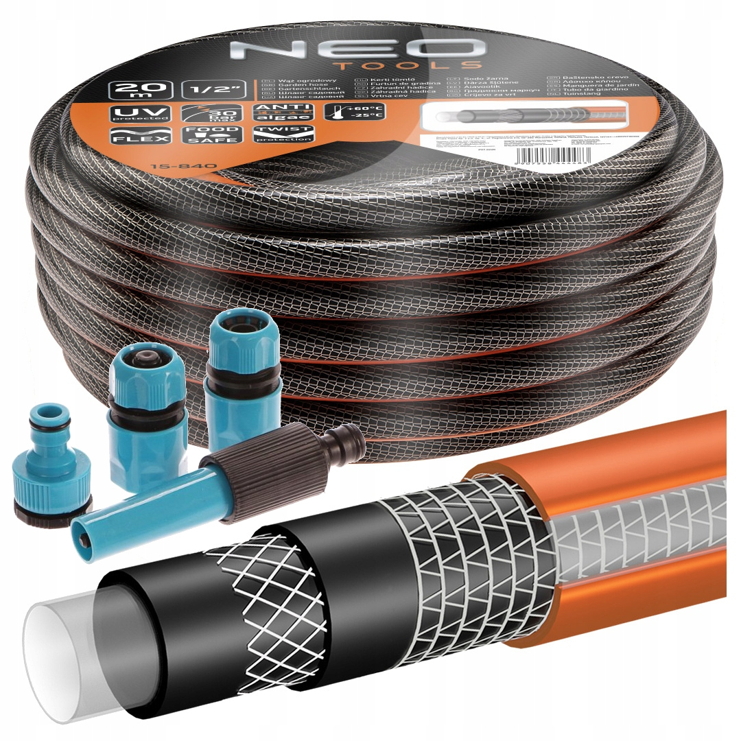 

Neo Wąż Ogrodowy 6-WARSTW 30BAR 1/2'' 20M złączki
