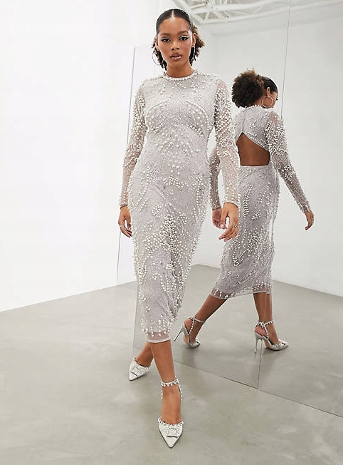 Zdobené Šaty S Perlami A Korálky Edice Pro Nadýchané 48 4XL