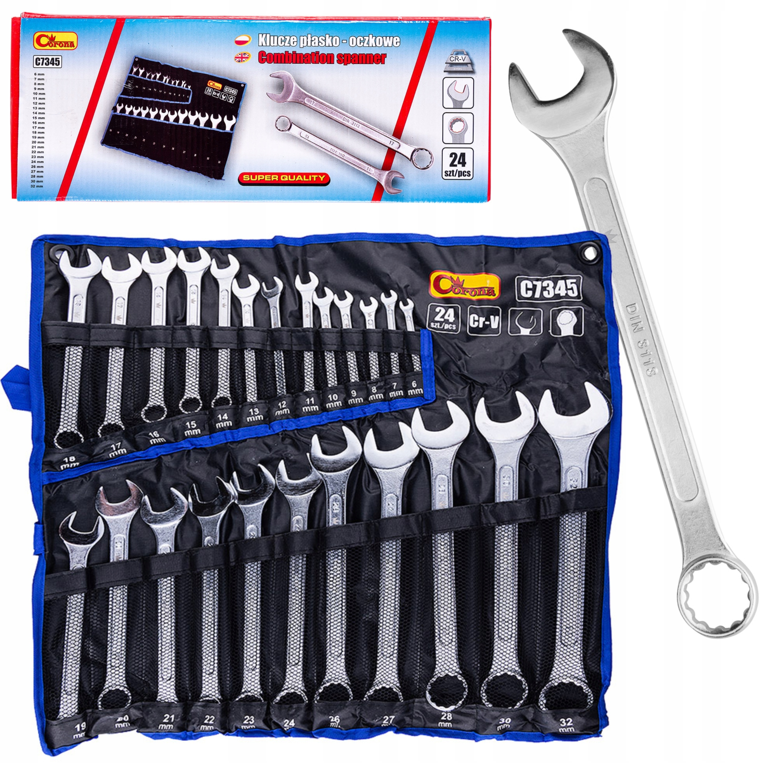 Richmann Ploché Očkové Kľúče 6-32 mm 24 Kusy Sada Plachta