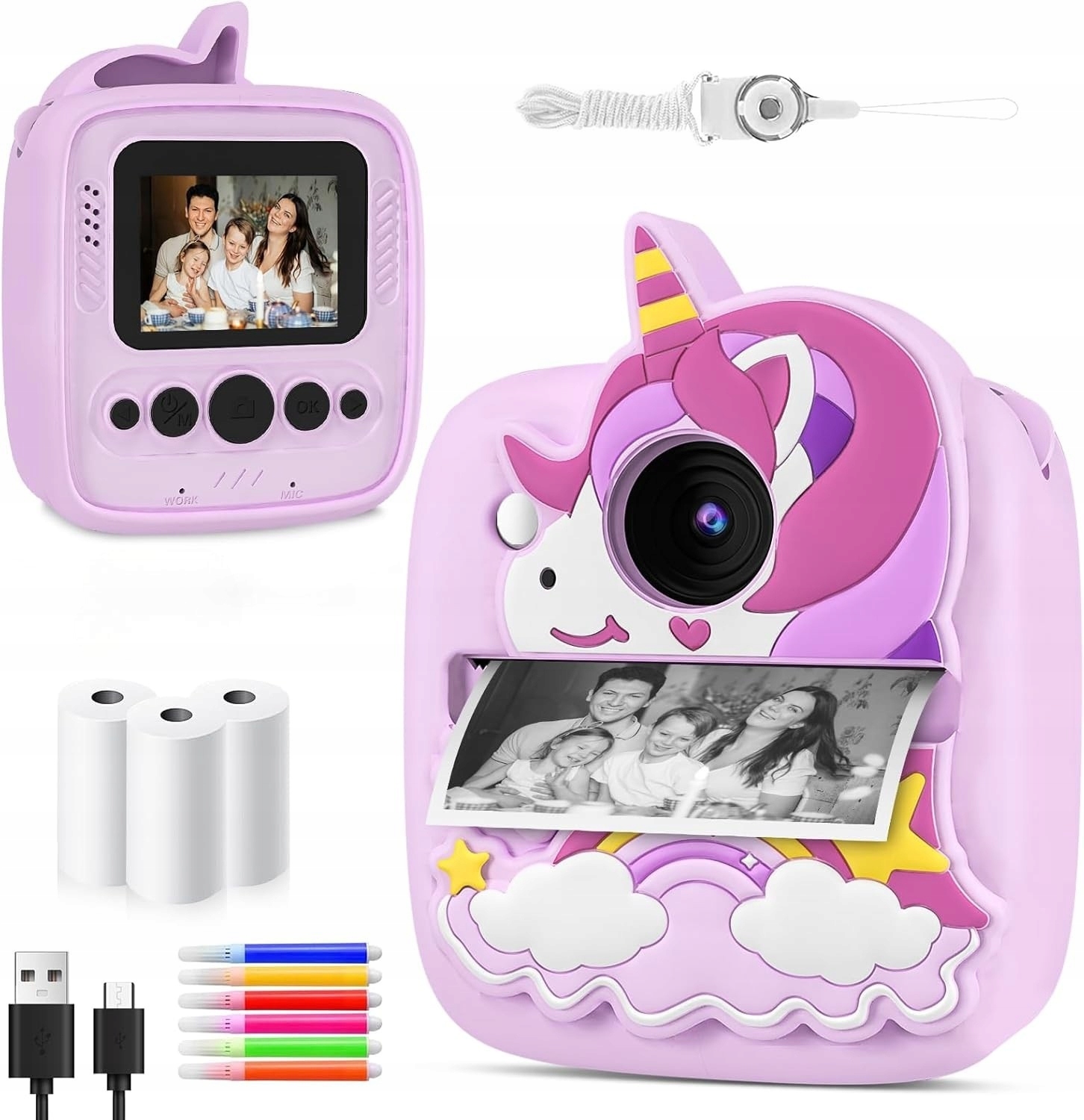 Instantní Fotoaparát Pro Děti, Digitální, Fotografický, Růžový Jednorožec
