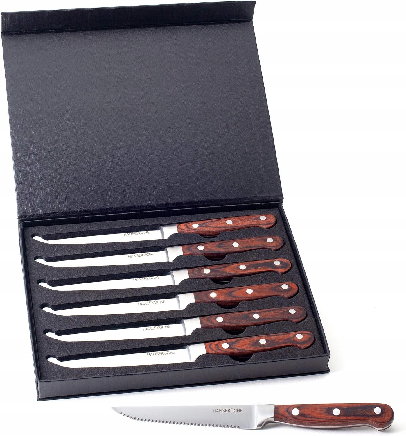 Nože Na Steak Hanseküche 6 Ks Nerezová Oceľ Darčeková Krabička
