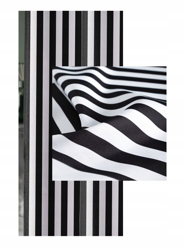 Závěs Voděodolná Pásy Černé Bílé Polozatemňovací s Páskem Š 150x150