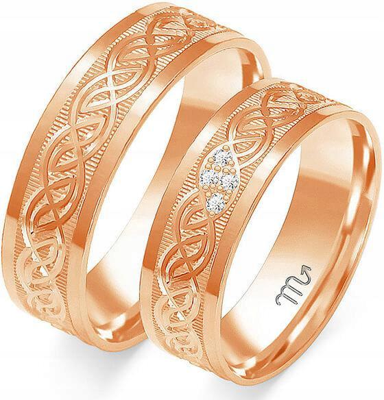 Zlatý snubní prsten s gravírováním svatba 14K 585 11 12 13, originální dámský pánský