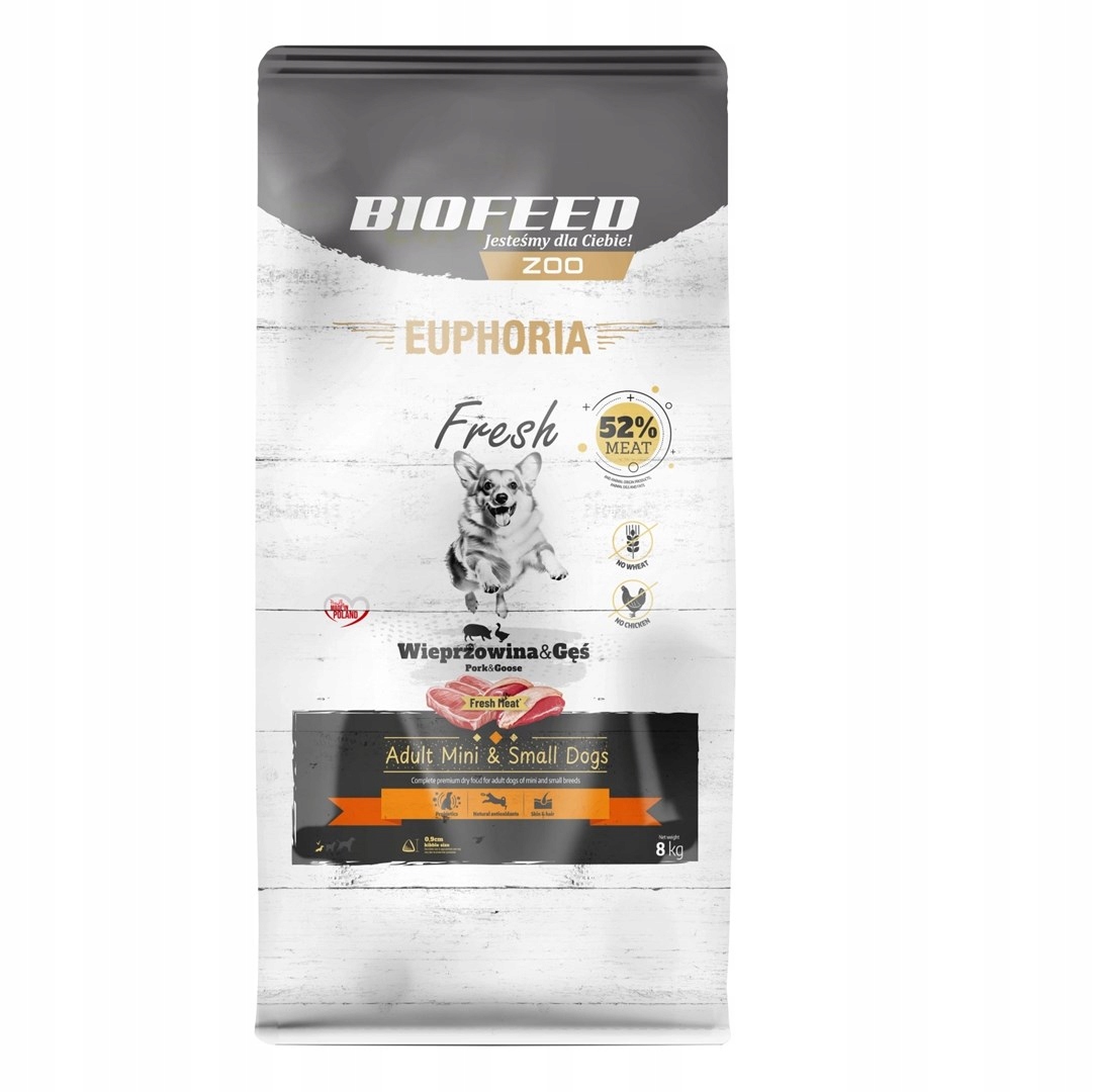 Levně Biofeed Euphoria Fresh Meat Adult Mini & Small Vepřové a husí maso 8 kg