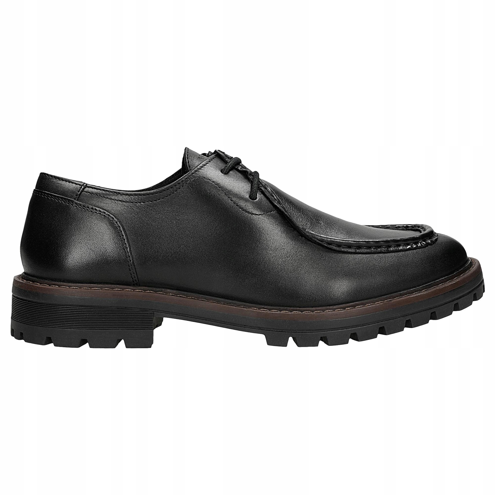 Klasické pánské kožené polobotky s výrazným prošitím, velikost vel.