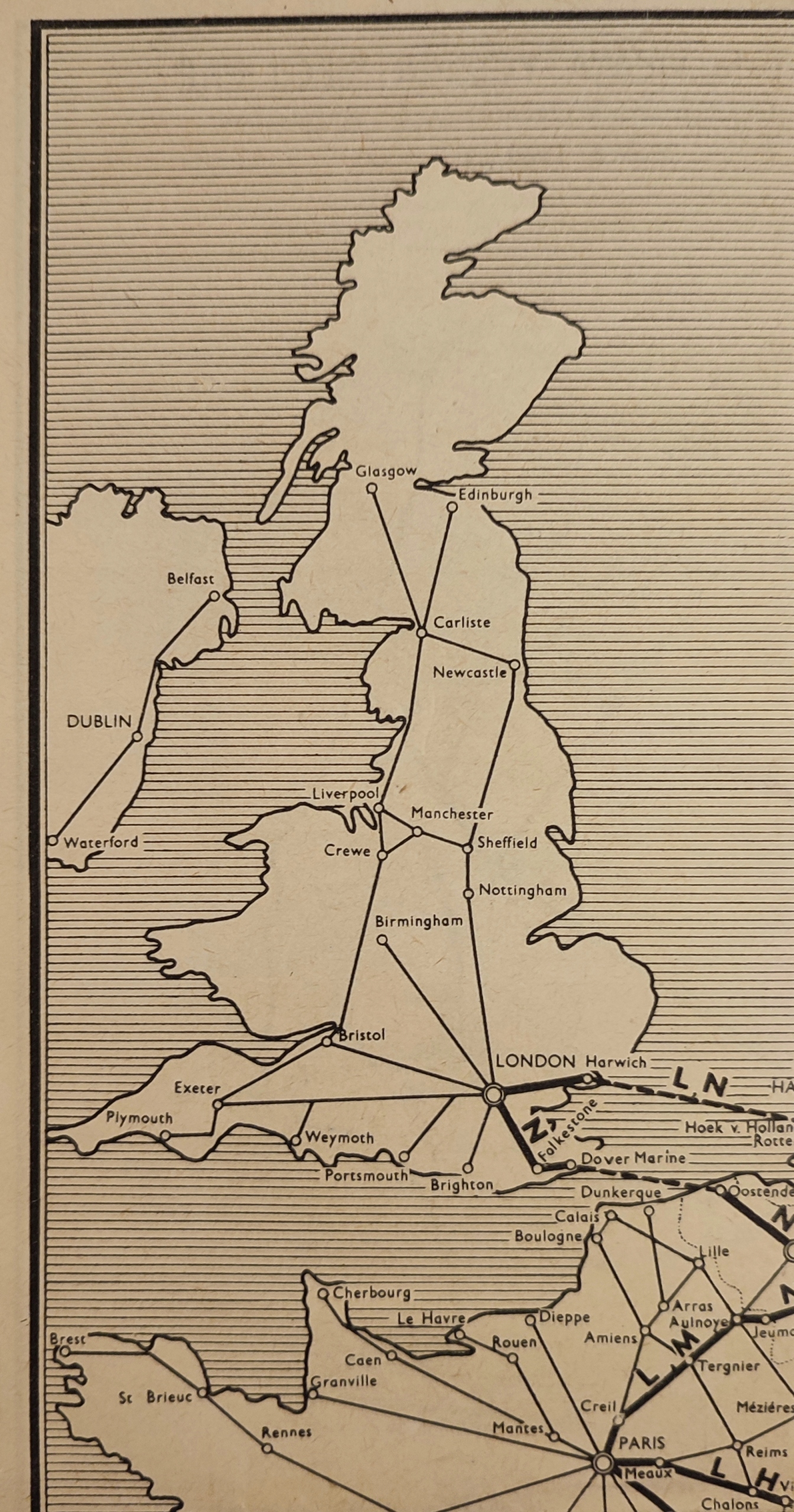 MAPA SCHEMATYCZNA SIECI KOLEJOWEJ W EUROPIE