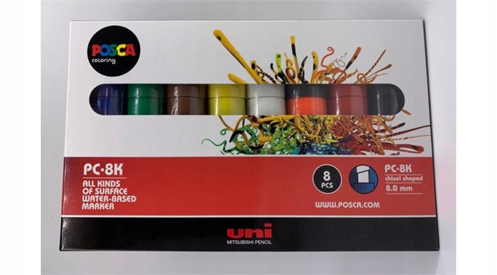Akrylový popisovač "Posca PC-8K", sada, 8 barev, 8 mm, Uni 2UPC8K8DB