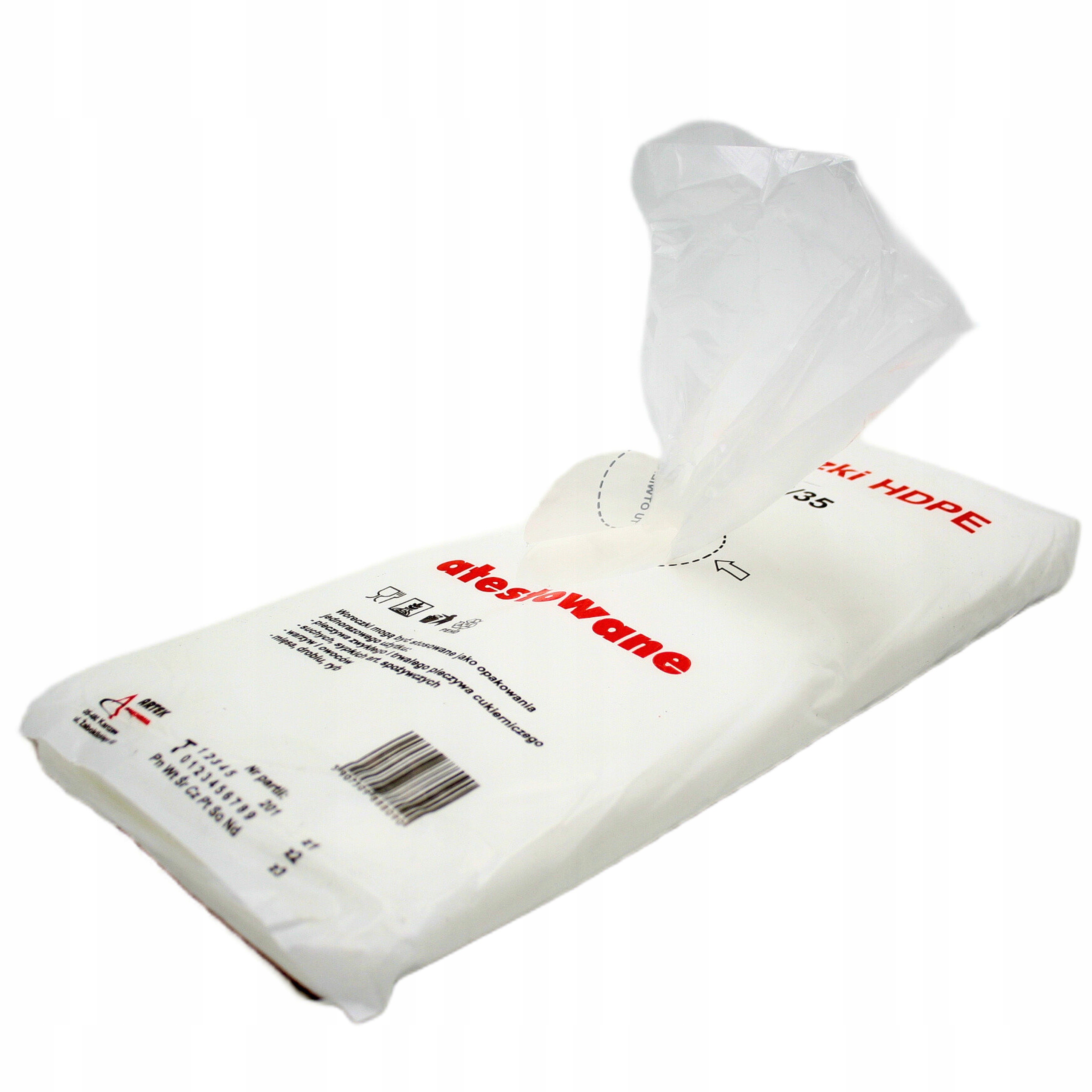 WORECZKI TOREBKI FOLIOWE HDPE ŚNIADANIOWE NA ŻYWNOŚĆ 14x38 cm ATESTOWANE Szerokość produktu 14 cm