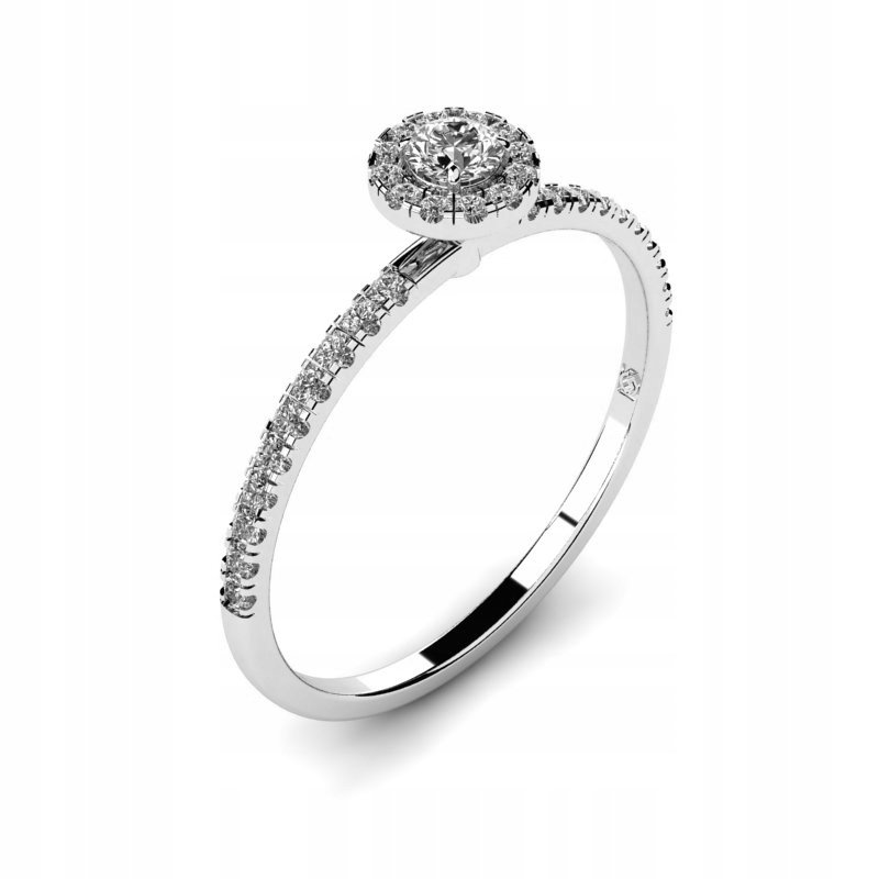 

Pierścionek Z Białego Złota Z Cyrkoniami Halo