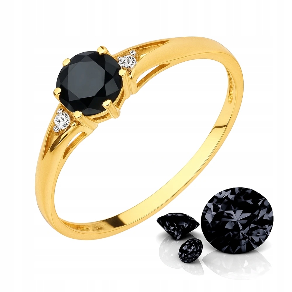 Zlatý Prstýnek S Černým Očkem 585 Zirkony Zásnubní Elegantní VEL.13