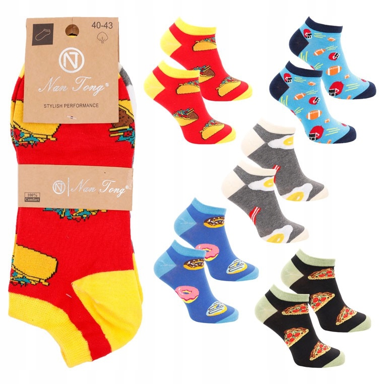 

5xPAR Skarpetki Męskie Bawełna Kolorowe Śmieszne