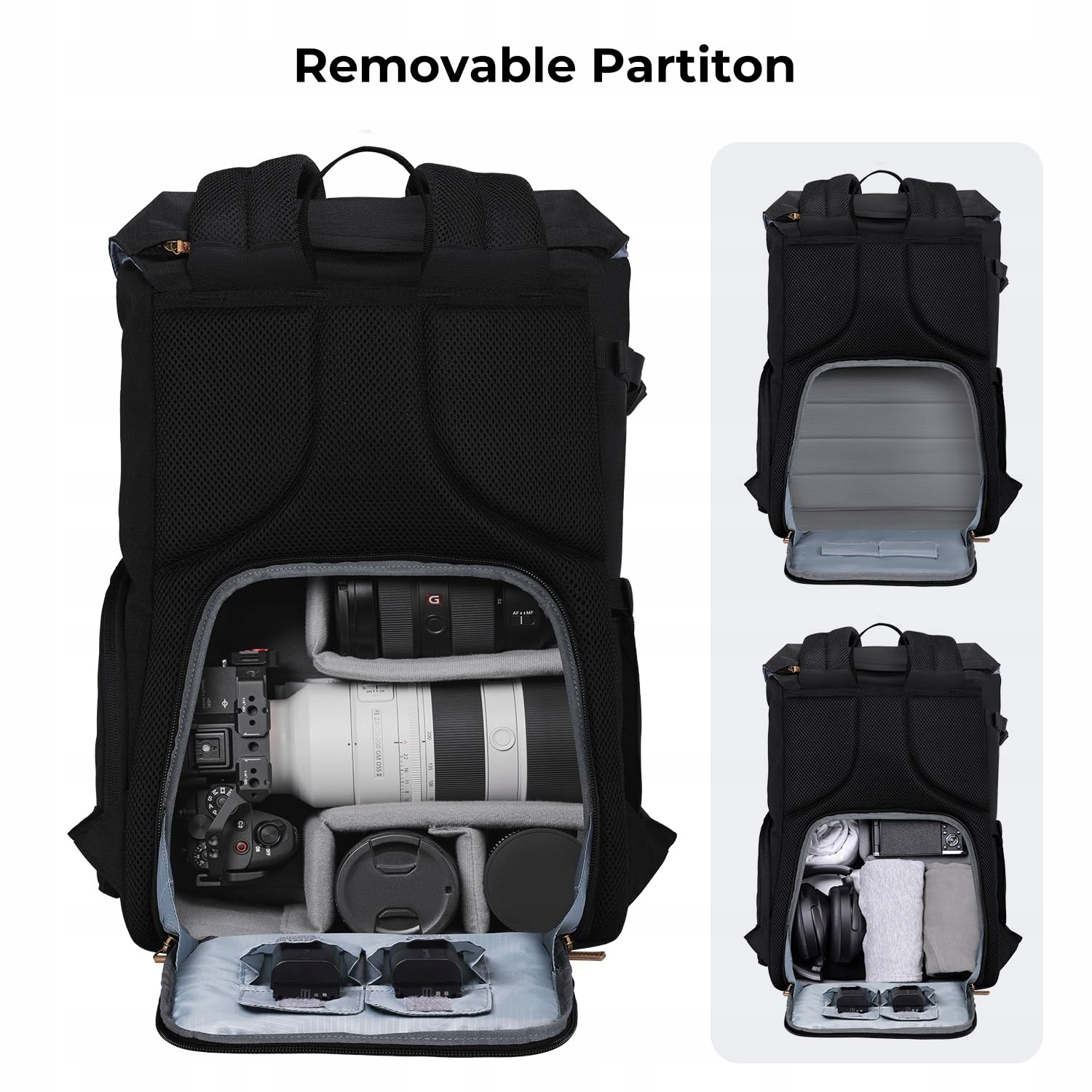 K&F CONCEPT Plecak Na Aparat Rolltop Na Laptop 15 Calowy Dla Lustrzanek — miniatura 7