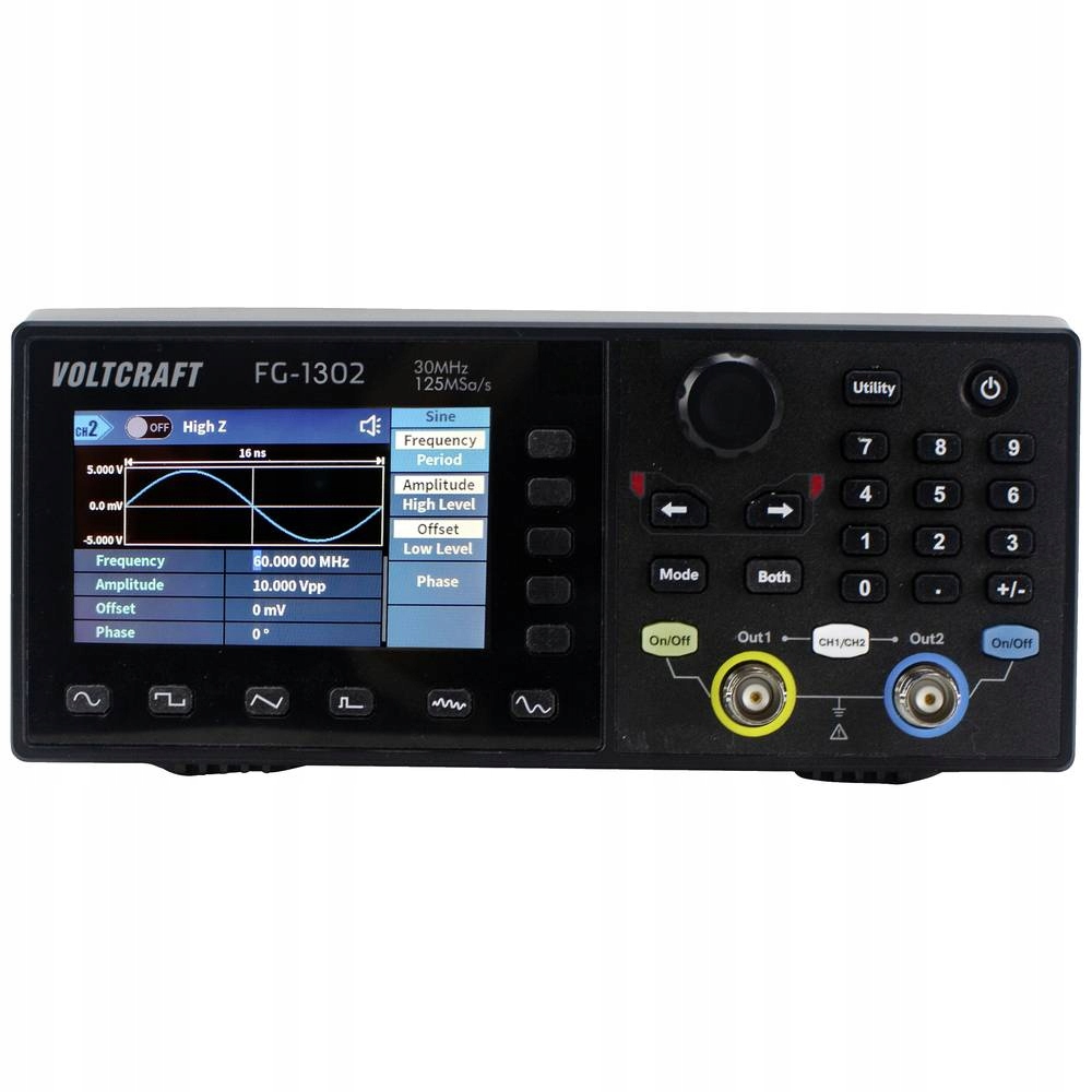 Generator funkcyjny 30 MHz 2 kanały 125 MSa wyświetlacz VOLTCRAFT USB SCPI Marka Voltcraft