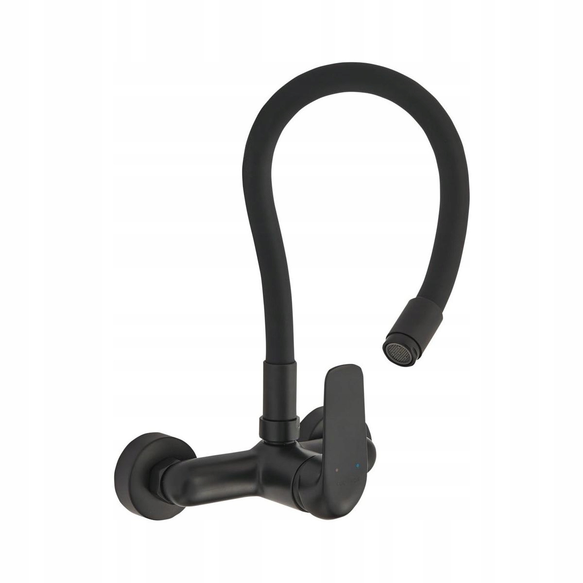 Elza Bateria Zlewozmywakowa Ścienna Wylewka Gumowa Elastyczna Czarny Mat