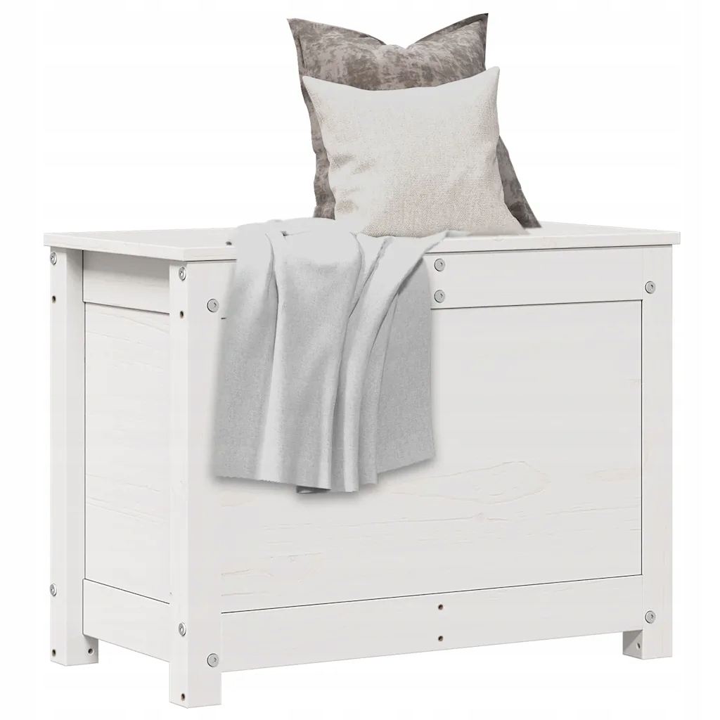 Petrashop Úložný box bílá 60x32x45,5 cm masivní borové dřevo Bílá 823545