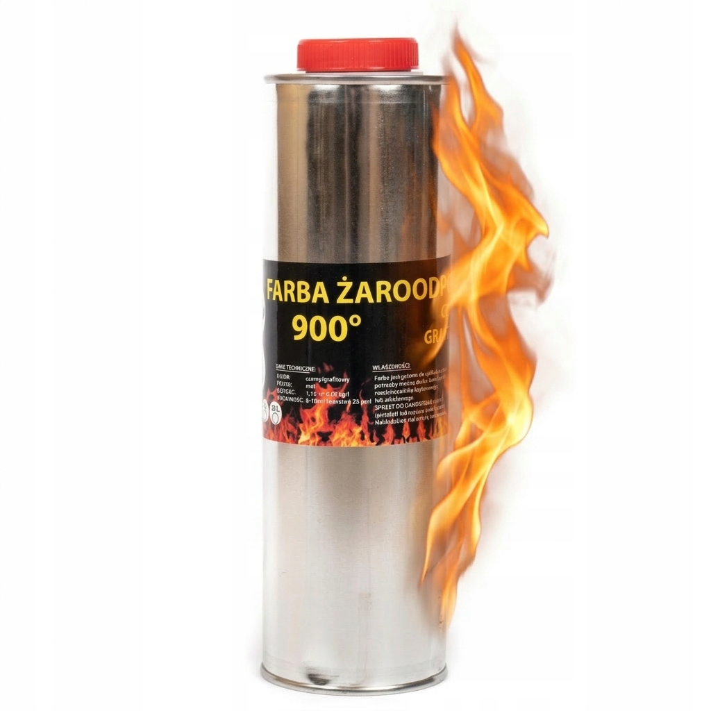 Farba Kominkowa Żaroodporna Lakier Żaroodporny 1L Trwała Grafit Mat Wydajna