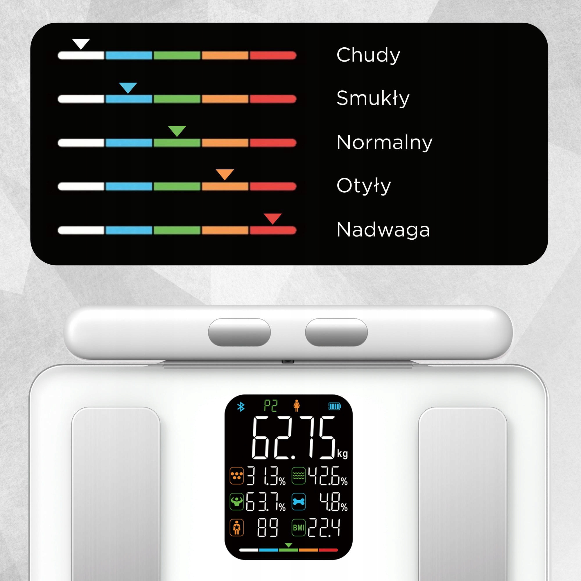 Elektronická analytická kúpeľňová váha s meraním, analýza zloženia tela Materiál platformy syntetický materiál