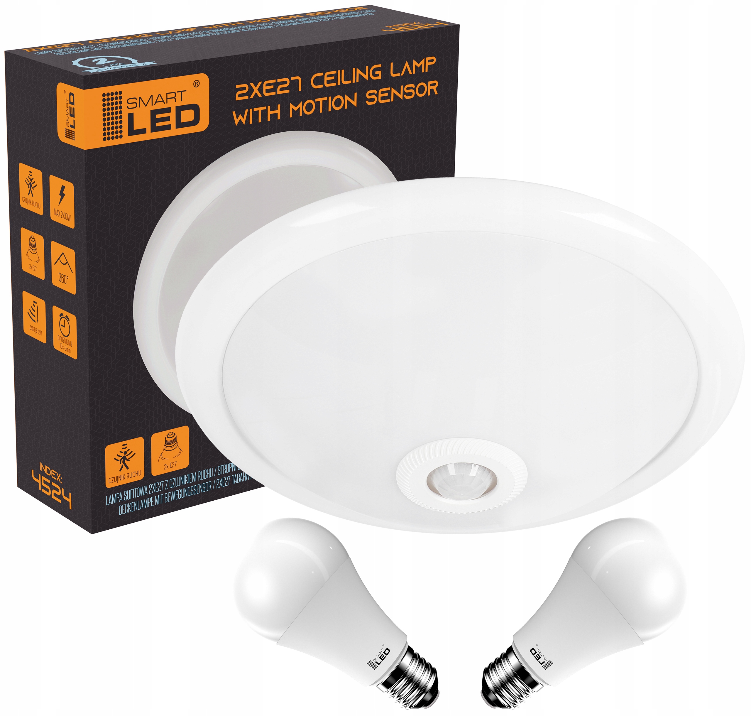 

Plafon lampa sufitowa Led czujnik ruchu+2xE27 10W