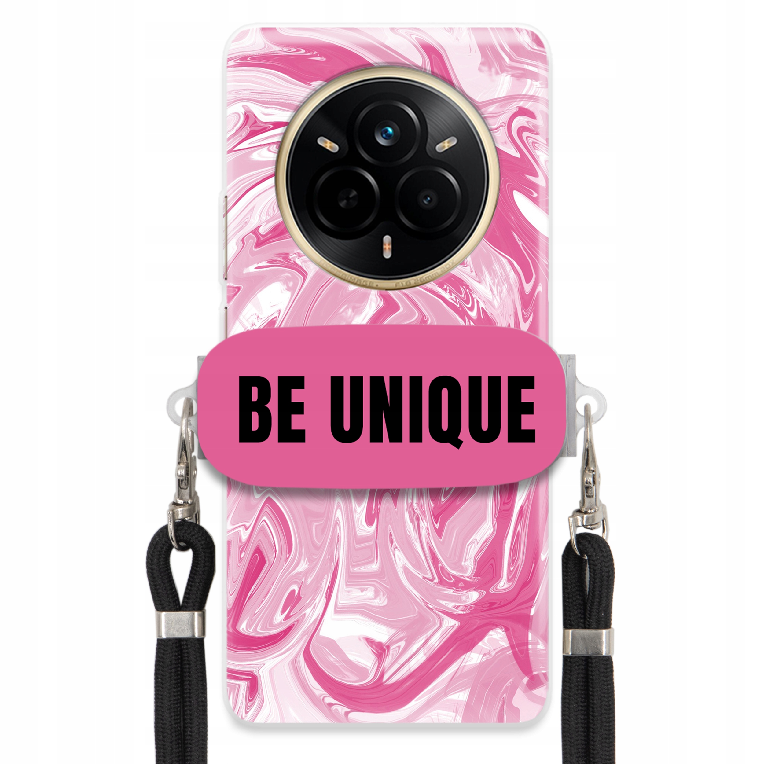 Puzdro pre Realme 14 Pro 5G Case Úchyt Šnúrka Čierna Ružová Mramor Unique