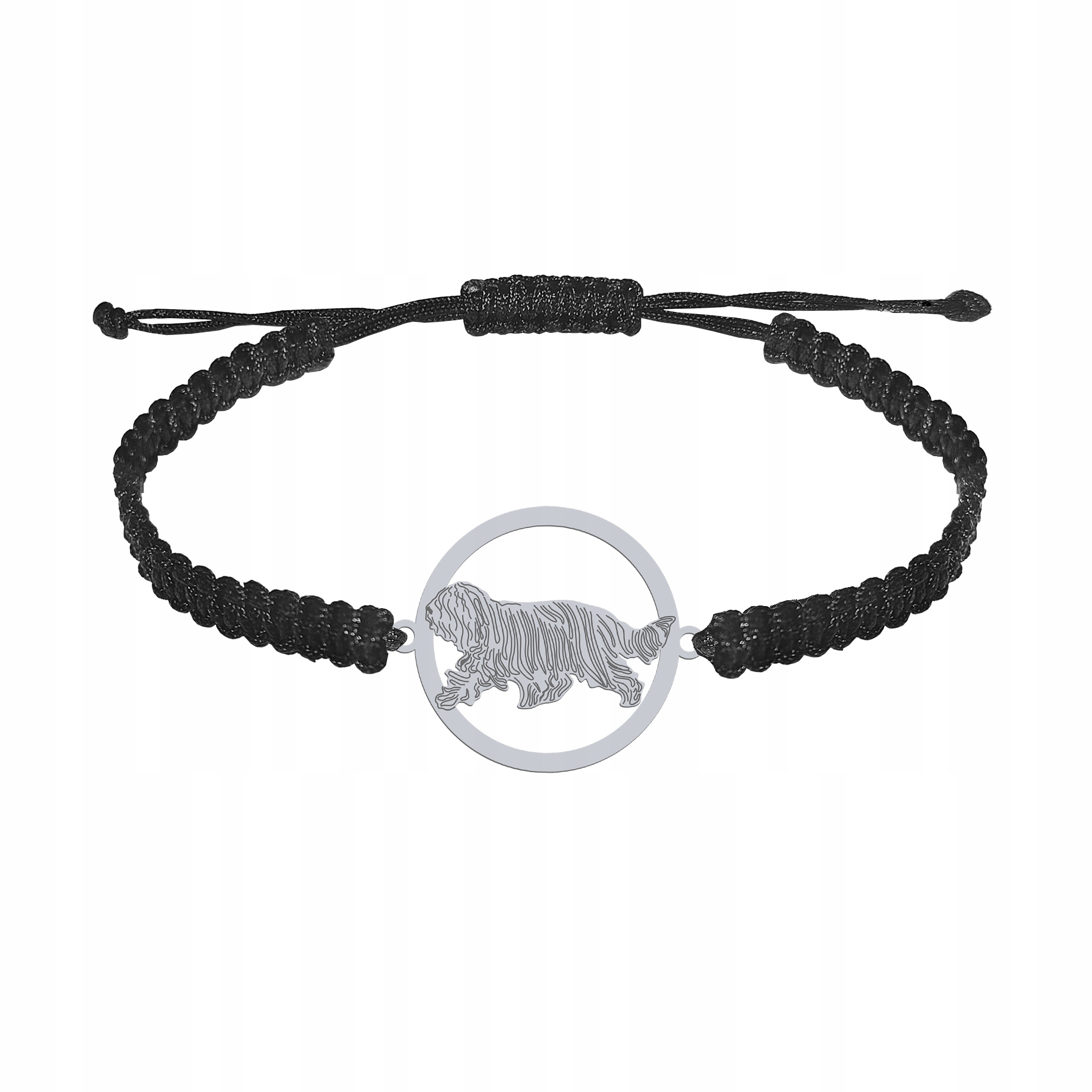 Stříbrný náramek s psem Komondor 925 Makramé Dárek Gravírování Bonus