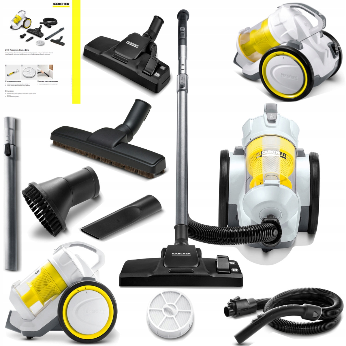 

Mocny Odkurzacz Bezworkowy Karcher VC 3 Hepa Set X