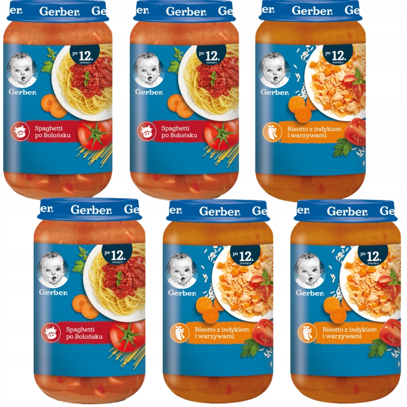 6x Obiadek Gerber od 12 miesiąca 250 g Risotto Spaghetti