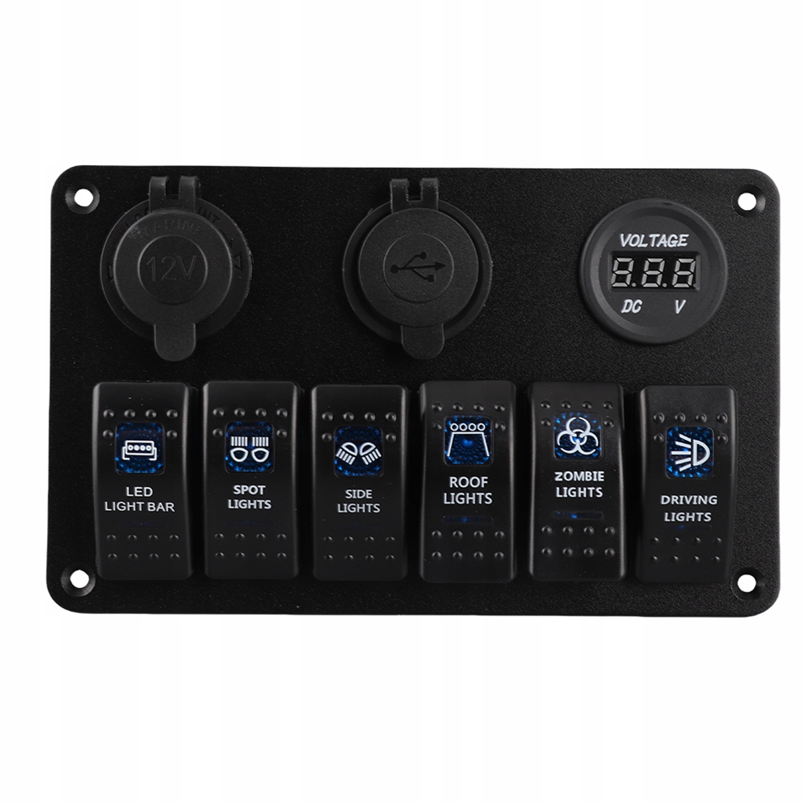 Panel Sterujący Led Ładowarka Usb Gniazdo Zapalniczki 12V 15A 6 Gang