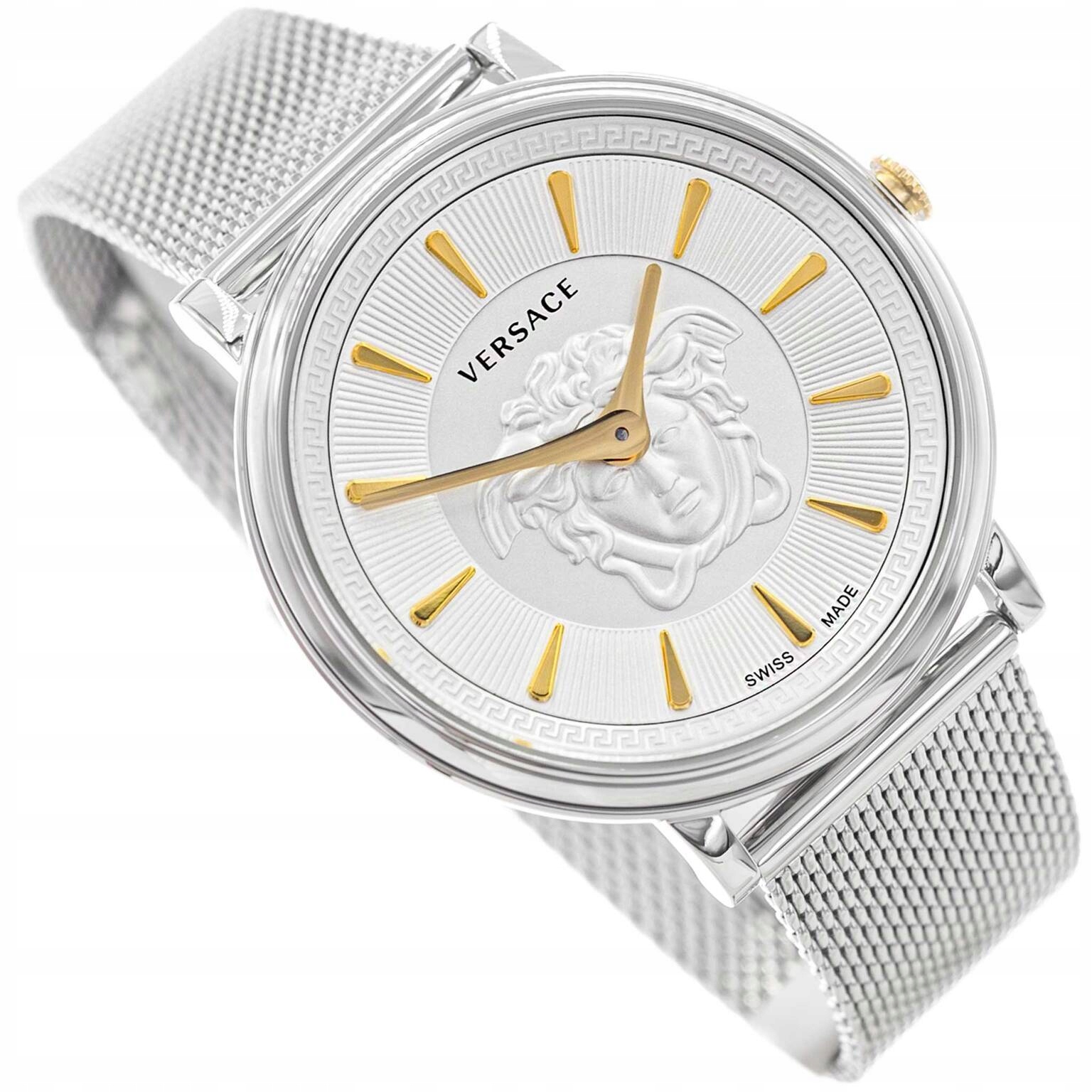 Dámské Hodinky Versace VE8102019 V-circle Stříbrné Na Náramku, Elegantní