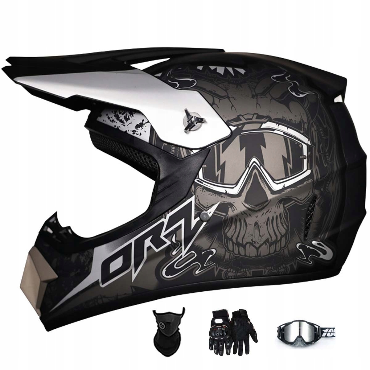 Motocyklová Přilba Crossová Lehká Enduro Quada Brýle Rukavice Maska L