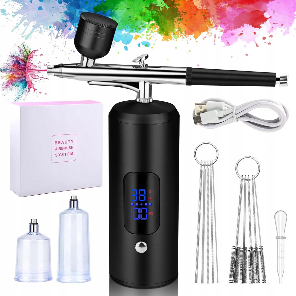 Elektrická Stříkací Pistole Aerograf Komprese 3 Úrovně Tlaku 950MAH