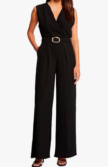 Morgan elegantní dámský černý overal s přezkou, velikost 38