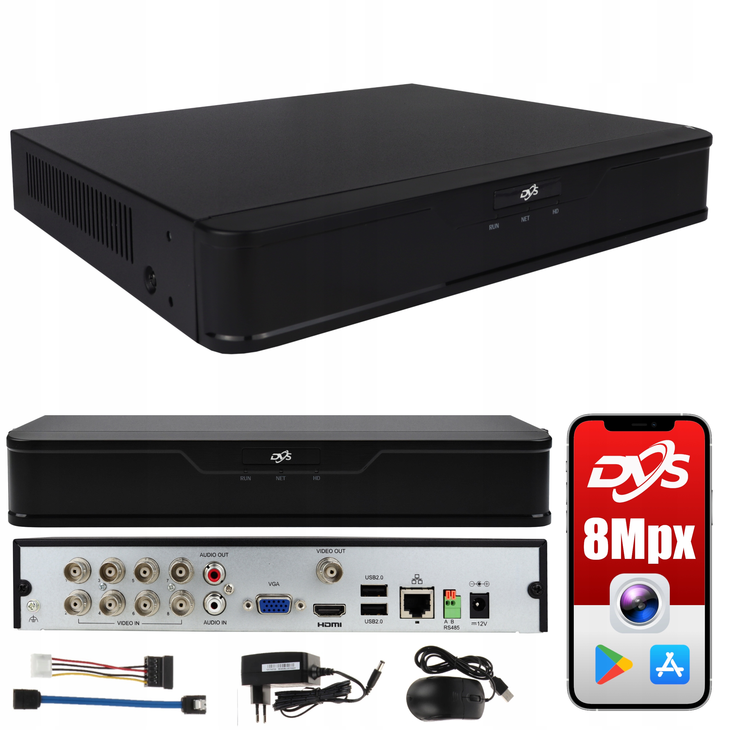 

Rejestrator Analogowy Monitoring 8 Kamer 8MPX Uhd