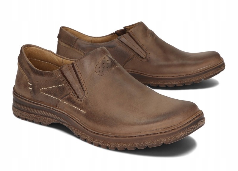

Mokasyny Buty Męskie Skóra Szerokie 869 Brązowy 44