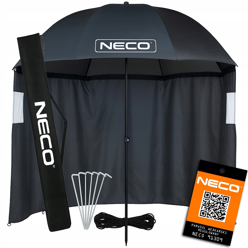 Rybářský Deštník S Krytem Neco, Nastavitelný, Pevný, Velký 250 CM Pouzdro